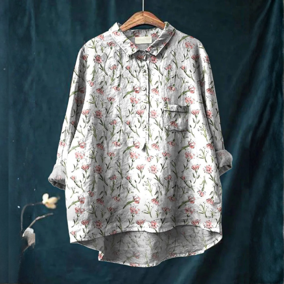 Elise™ | Camisa de Linho Atemporal com Estampado