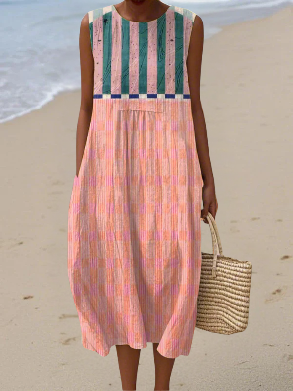 Vestido Midi Pastel às Riscas Lily™