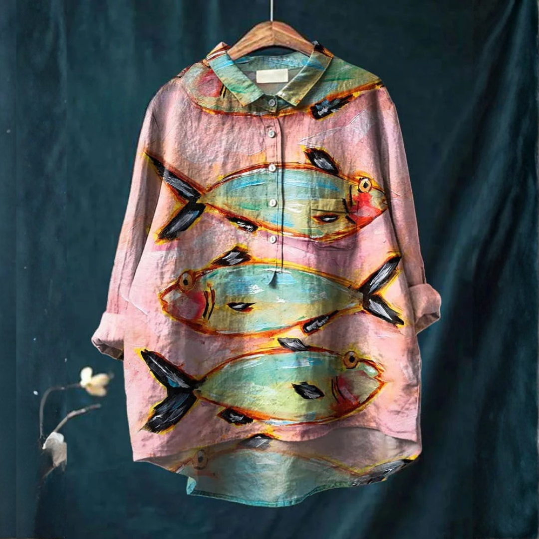 Iris™ | Blusa de Linho Atemporal com Estampado