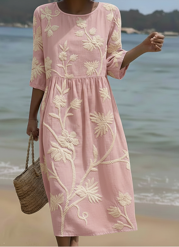 Vestido casual feminino com estampado floral