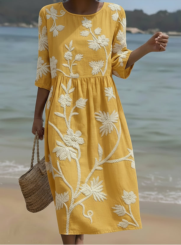 Vestido casual feminino com estampado floral