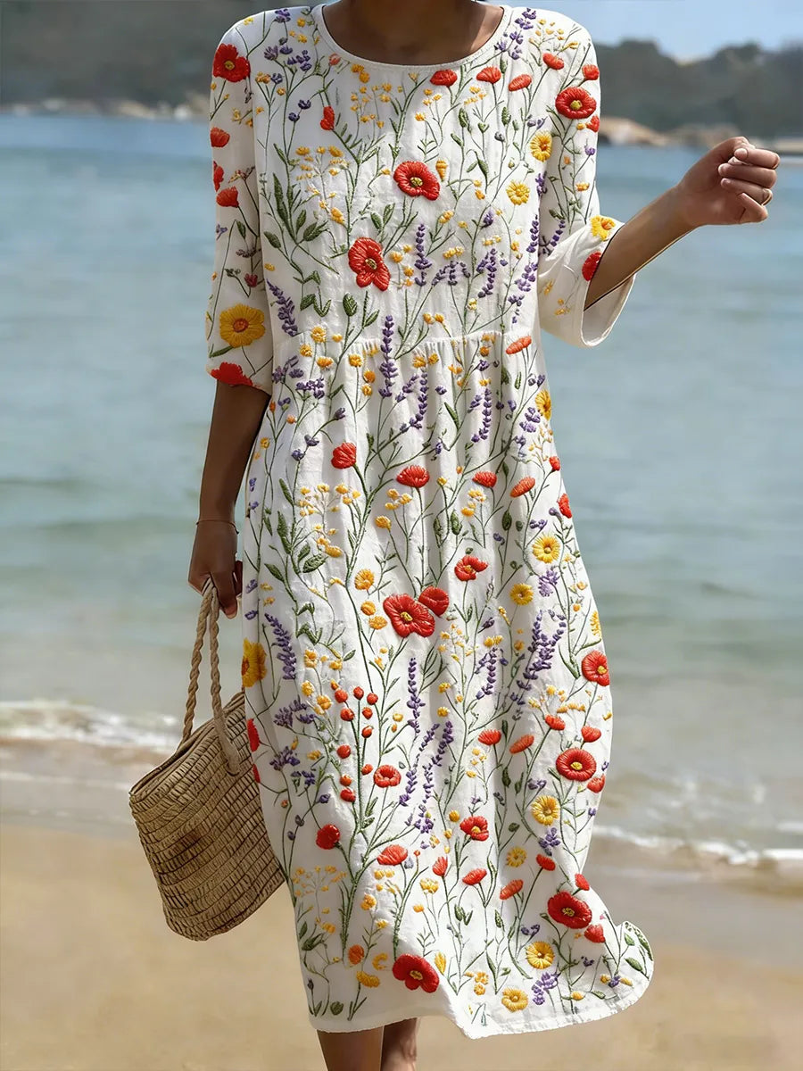 Vestido informal de mulher com estampado floral
