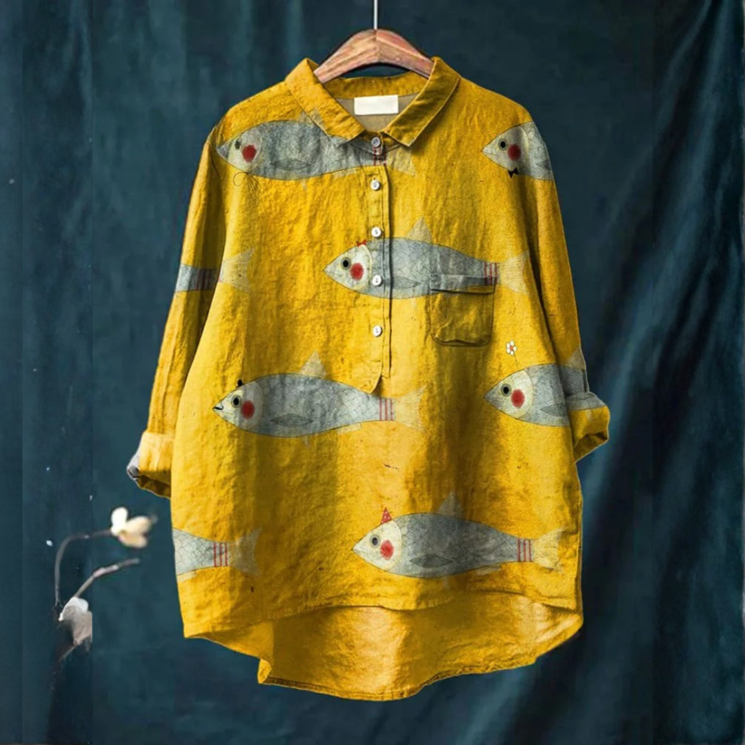 Marina | Camiseta com Estampado de Peixes Brincalhões