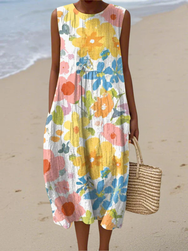 Ella™ Vestido Midi com Flores Pastel