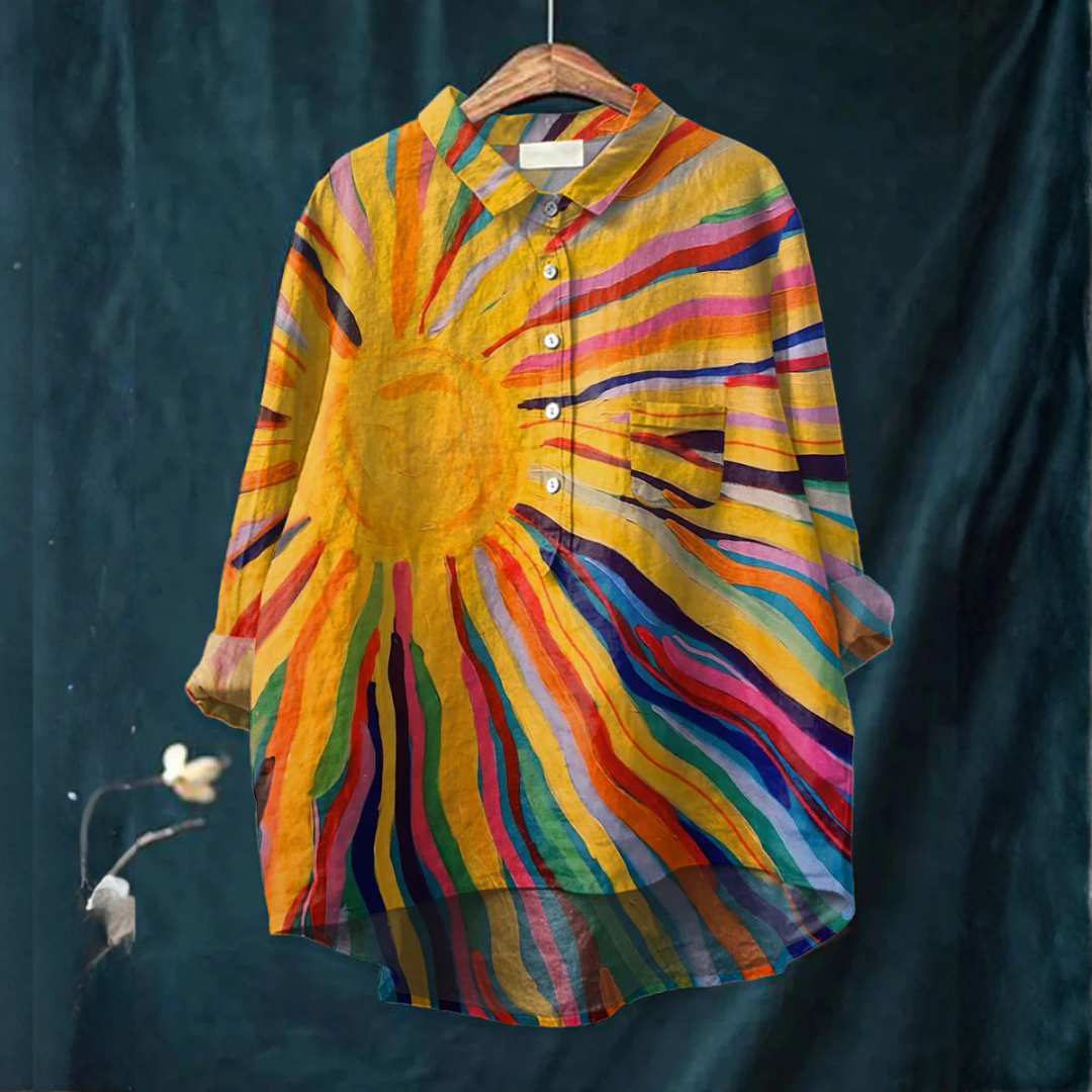 Elara™ | Camisa de Linho Atemporal com Padrão