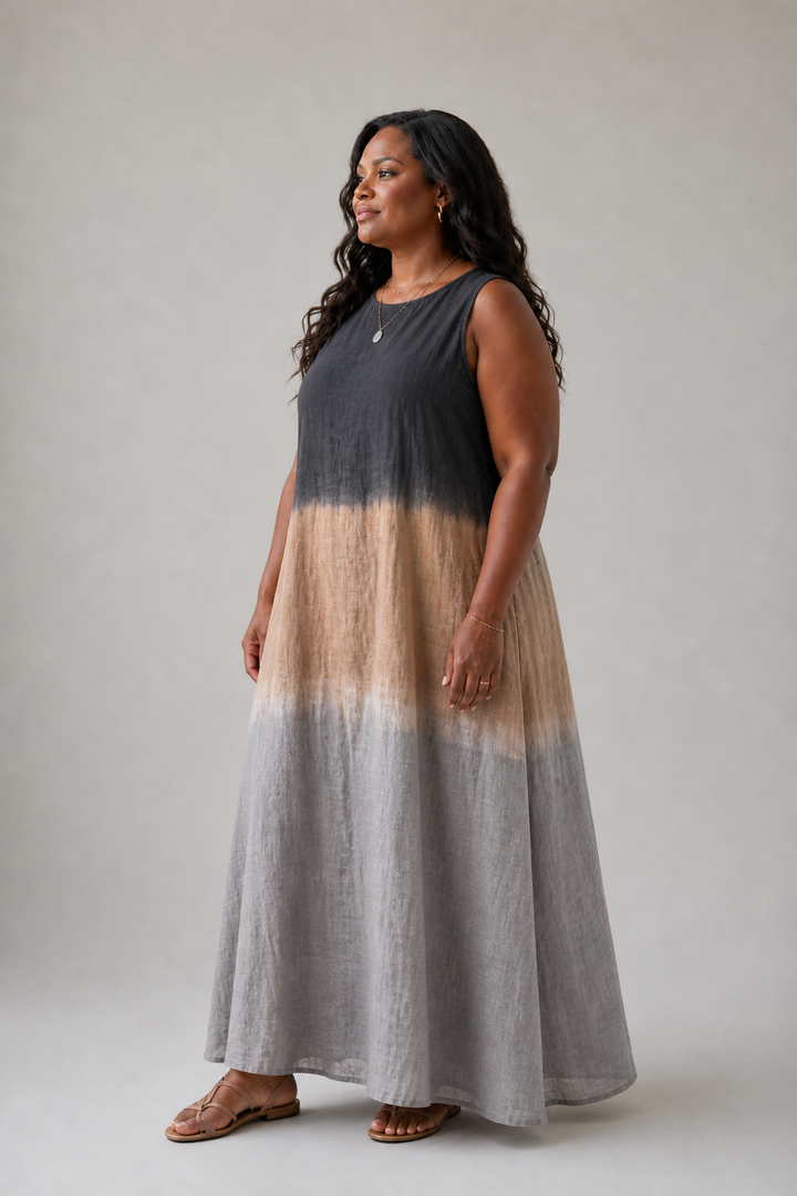 Sorelle | Vestido Midi Sem Mangas Ombre