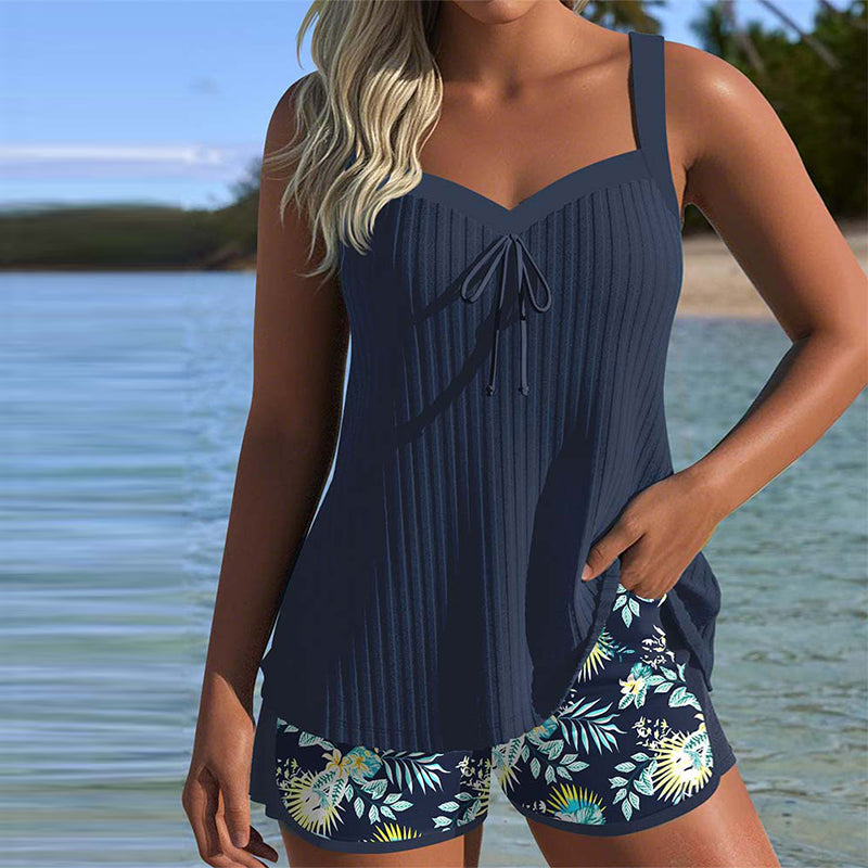Bloom | Tankini às riscas com calções de praia