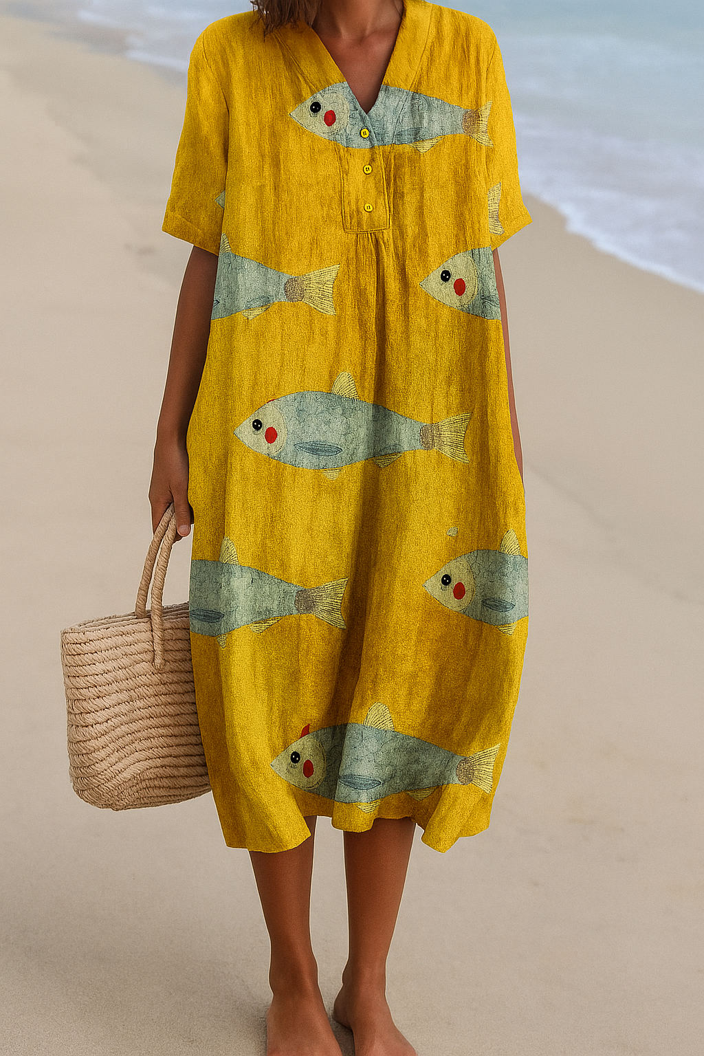 Agnes - Vestido de Algodão Inspirado na Arte