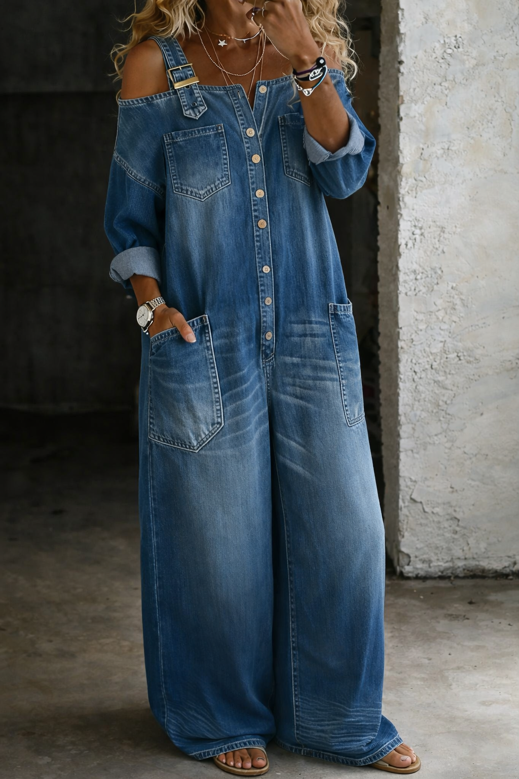 Sophia | Macacão de Denim Sem Alças