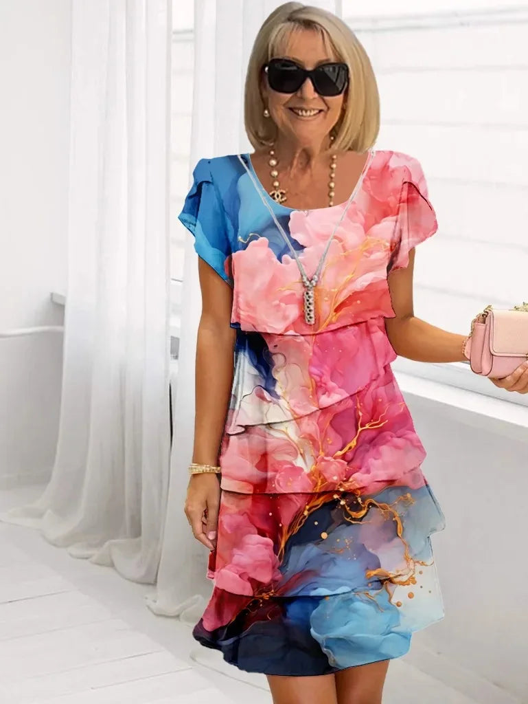 Adèle – Vestido elegante e fluido com volantes
