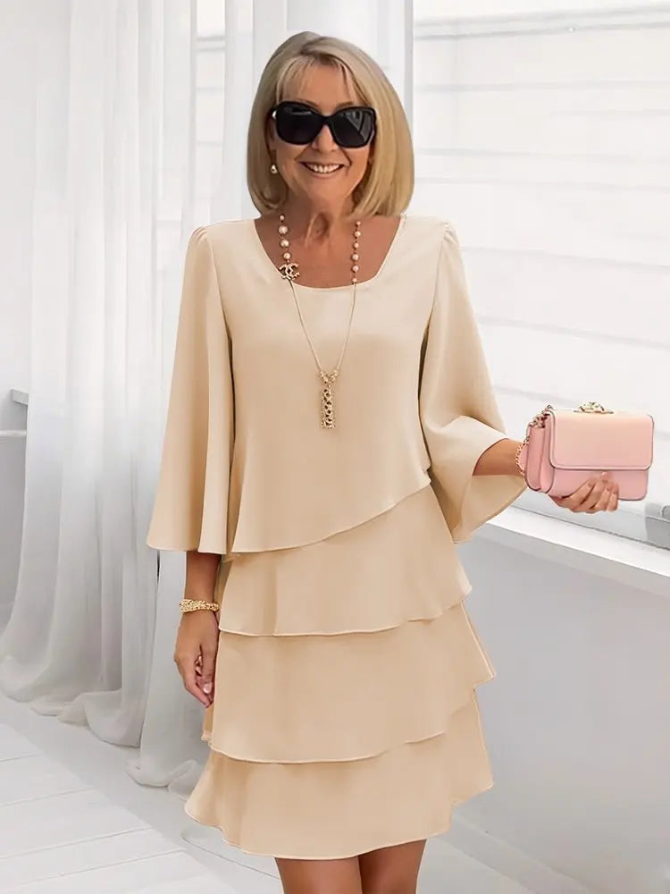 Élise – Vestido elegante e fluido com volantes
