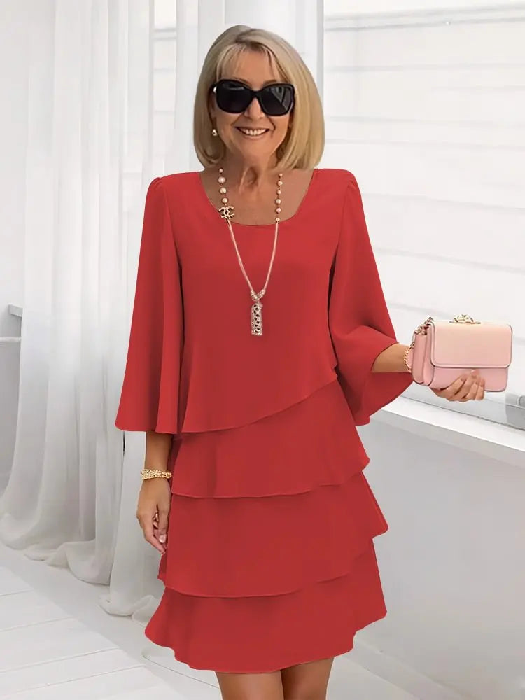 Élise – Vestido elegante e fluido com volantes