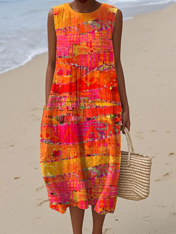Faye™ Vestido Midi Atardecer