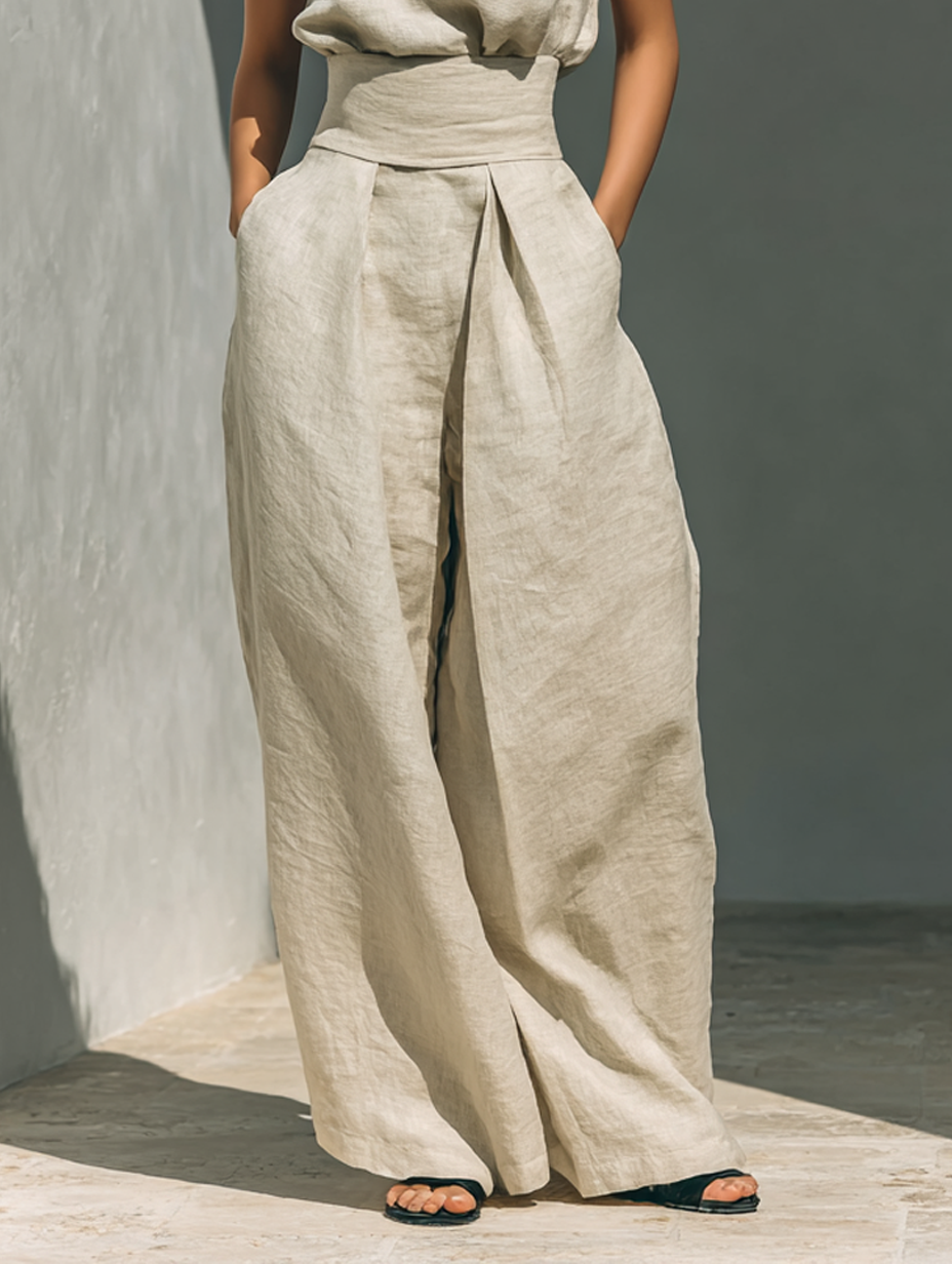 Conjunto de Top Sem Mangas e Calças Largas Sienna