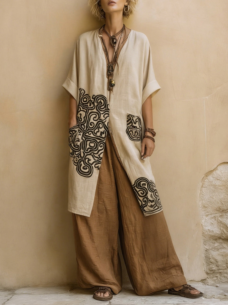 Conjunto de três peças com padrão tribal da Zara