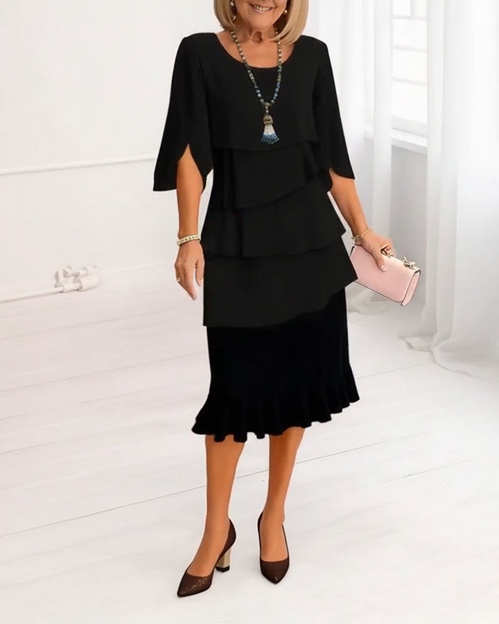 Sophie – Vestido elegante e fluido com volantes